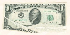 Paper Money Error - $10 Giant Gutter Folds
